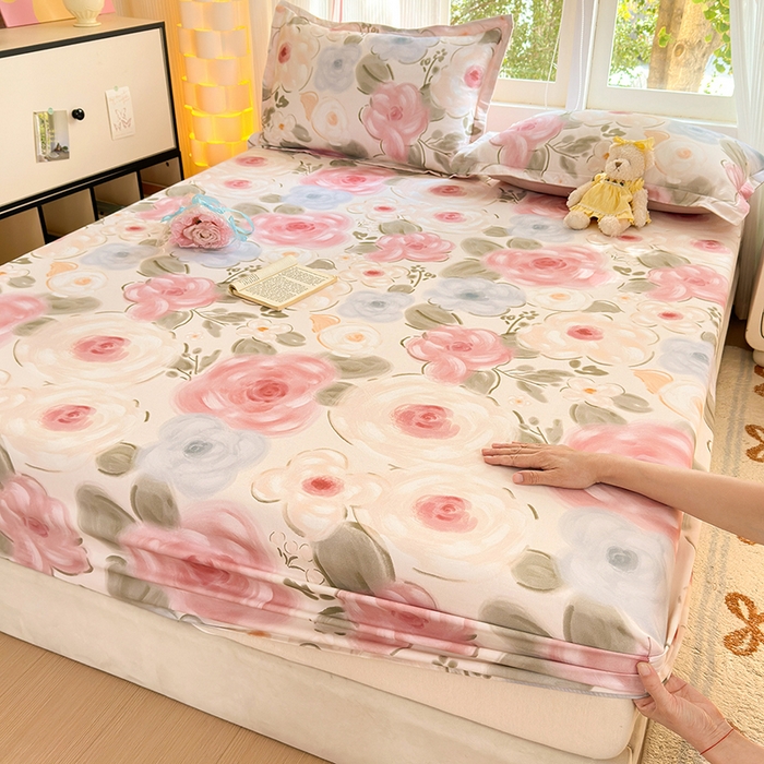 91家纺网 家纺一手货源 找家纺 拾物记 2025新款A类全棉纯棉加厚超柔磨毛单床笠（提供买家秀质检报告和实验视频） 桃汐-粉