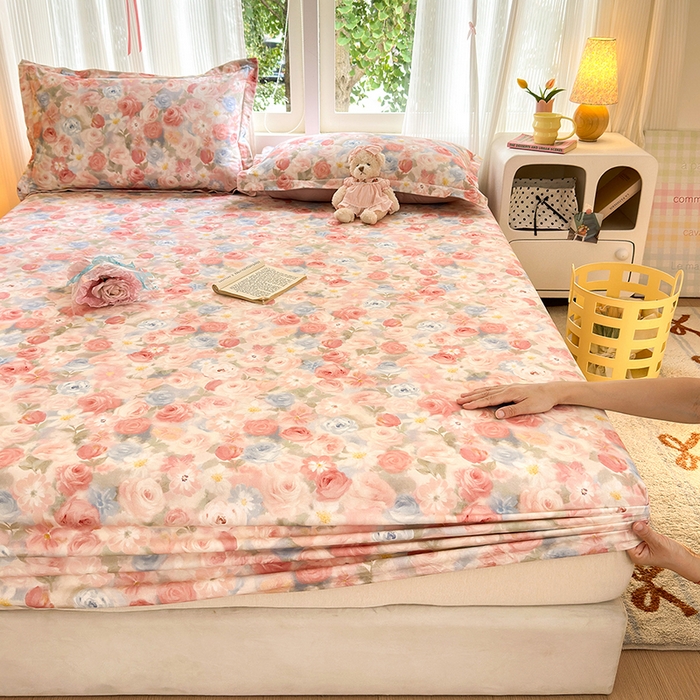 91家纺网 家纺一手货源 找家纺 拾物记 2025新款A类全棉纯棉加厚超柔磨毛单床笠（提供买家秀质检报告和实验视频） 甜梦茶语