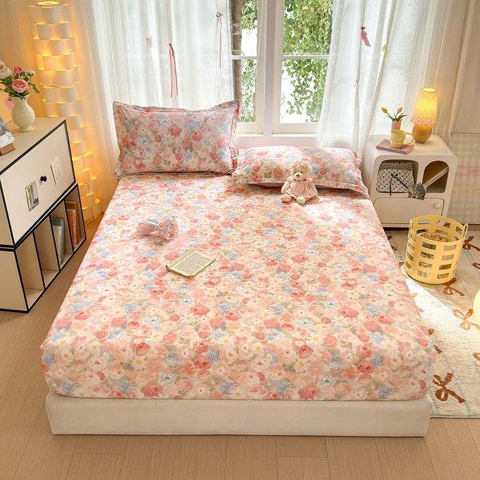 91家纺网 家纺一手货源 找家纺 拾物记 2025新款A类全棉纯棉加厚超柔磨毛单床笠（提供买家秀质检报告和实验视频） 甜梦茶语