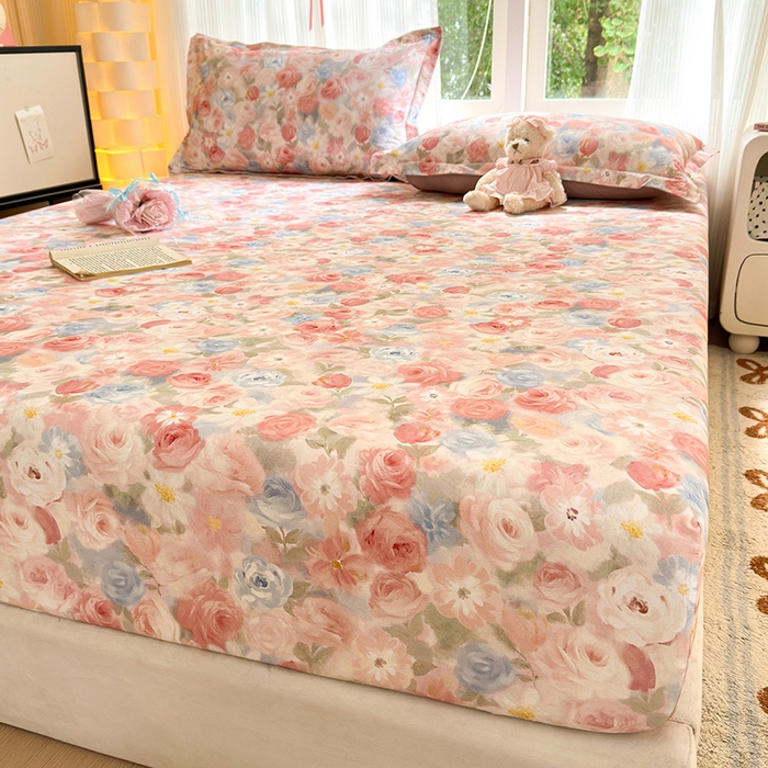 91家纺网 家纺一手货源 找家纺 拾物记 2025新款A类全棉纯棉加厚超柔磨毛单床笠（提供买家秀质检报告和实验视频） 甜梦茶语