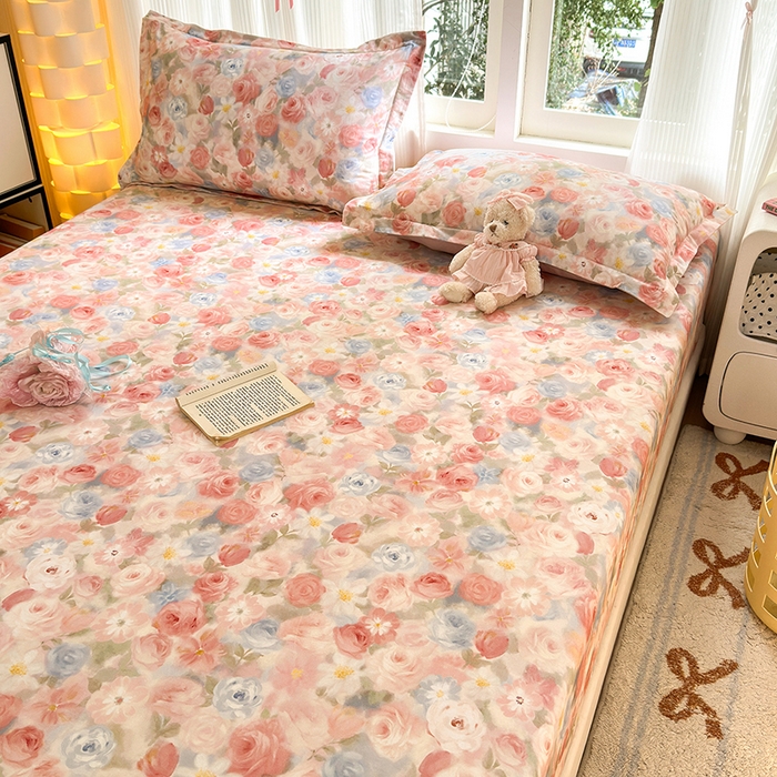 91家纺网 家纺一手货源 找家纺 拾物记 2025新款A类全棉纯棉加厚超柔磨毛单床笠（提供买家秀质检报告和实验视频） 甜梦茶语