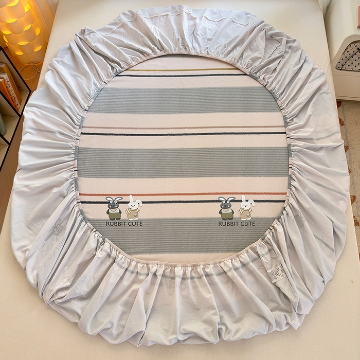 91家纺网 家纺一手货源 找家纺 拾物记 2025新款A类全棉纯棉加厚超柔磨毛单床笠（提供买家秀质检报告和实验视频） 甜甜兔-蓝