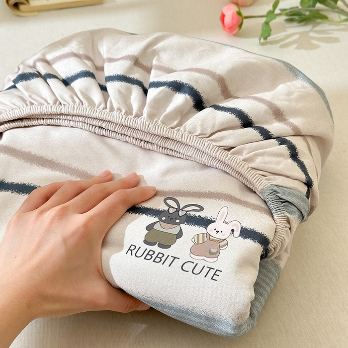 91家纺网 家纺一手货源 找家纺 拾物记 2025新款A类全棉纯棉加厚超柔磨毛单床笠（提供买家秀质检报告和实验视频） 甜甜兔-蓝