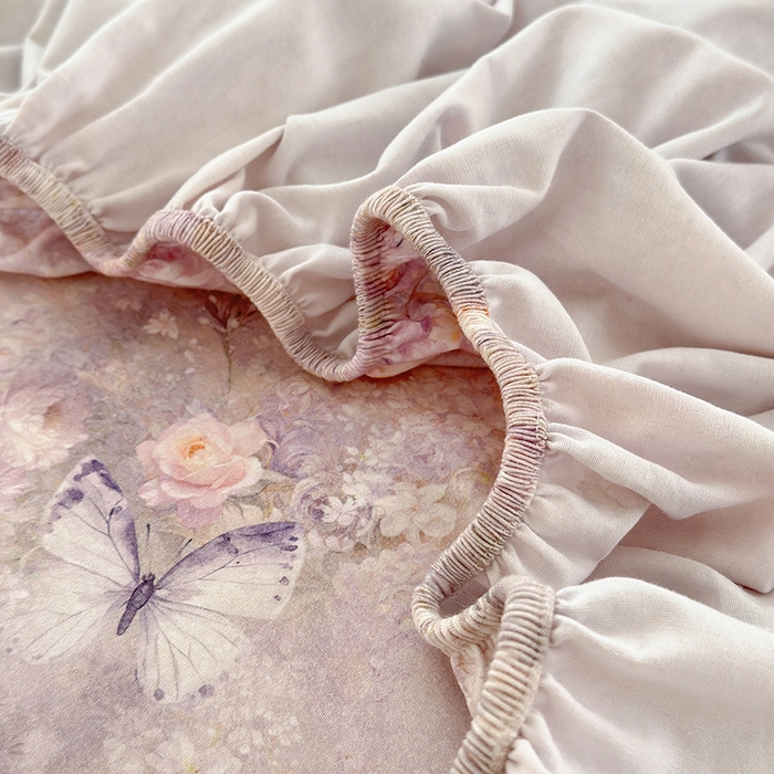 91家纺网 家纺一手货源 找家纺 拾物记 2025新款A类全棉纯棉加厚超柔磨毛单床笠（提供买家秀质检报告和实验视频） 雾野花蝶