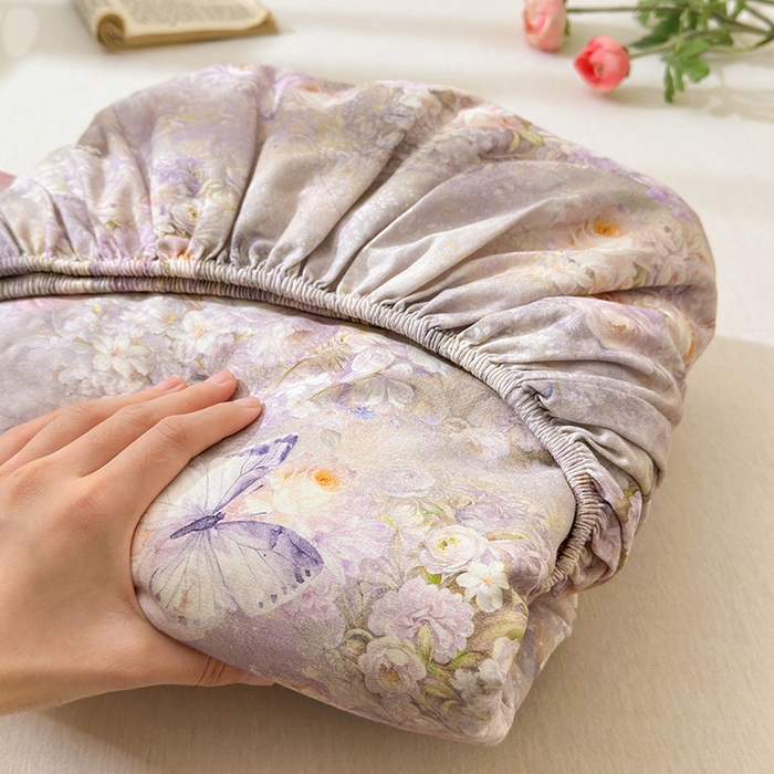 91家纺网 家纺一手货源 找家纺 拾物记 2025新款A类全棉纯棉加厚超柔磨毛单床笠（提供买家秀质检报告和实验视频） 雾野花蝶