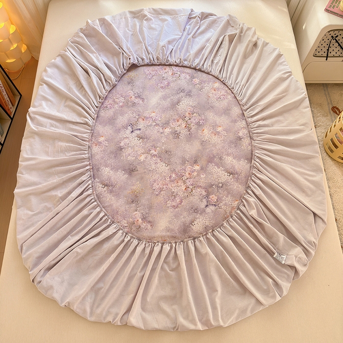 91家纺网 家纺一手货源 找家纺 拾物记 2025新款A类全棉纯棉加厚超柔磨毛单床笠（提供买家秀质检报告和实验视频） 雾野花蝶