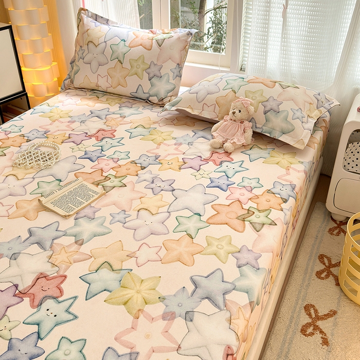 91家纺网 家纺一手货源 找家纺 拾物记 2025新款A类全棉纯棉加厚超柔磨毛单床笠（提供买家秀质检报告和实验视频） 星晚-粉