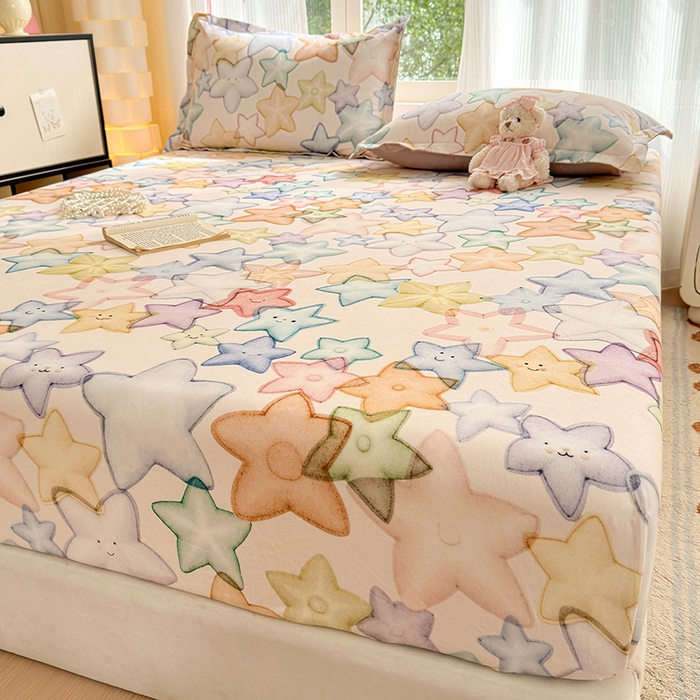 91家纺网 家纺一手货源 找家纺 拾物记 2025新款A类全棉纯棉加厚超柔磨毛单床笠（提供买家秀质检报告和实验视频） 星晚-粉