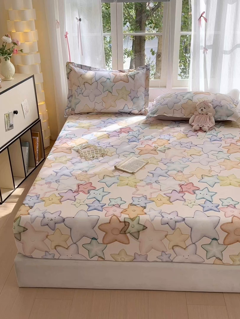 91家纺网 家纺一手货源 找家纺 拾物记 2025新款A类全棉纯棉加厚超柔磨毛单床笠（提供买家秀质检报告和实验视频） 星晚-粉