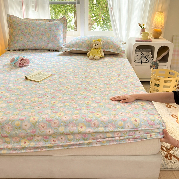 91家纺网 家纺一手货源 找家纺 拾物记 2025新款A类全棉纯棉加厚超柔磨毛单床笠（提供买家秀质检报告和实验视频） 樱絮仙踪-兰