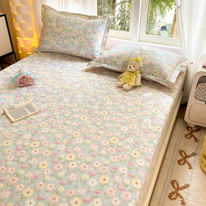 91家纺网 家纺一手货源 找家纺 拾物记 2025新款A类全棉纯棉加厚超柔磨毛单床笠（提供买家秀质检报告和实验视频） 樱絮仙踪-兰