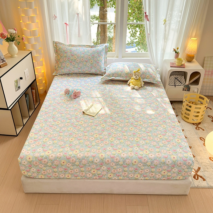 91家纺网 家纺一手货源 找家纺 拾物记 2025新款A类全棉纯棉加厚超柔磨毛单床笠（提供买家秀质检报告和实验视频） 樱絮仙踪-兰