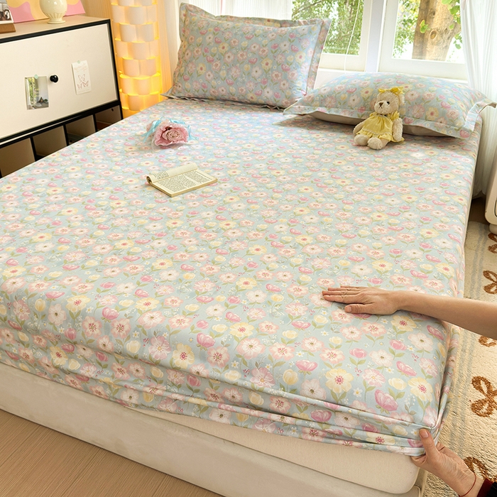 91家纺网 家纺一手货源 找家纺 拾物记 2025新款A类全棉纯棉加厚超柔磨毛单床笠（提供买家秀质检报告和实验视频） 樱絮仙踪-兰