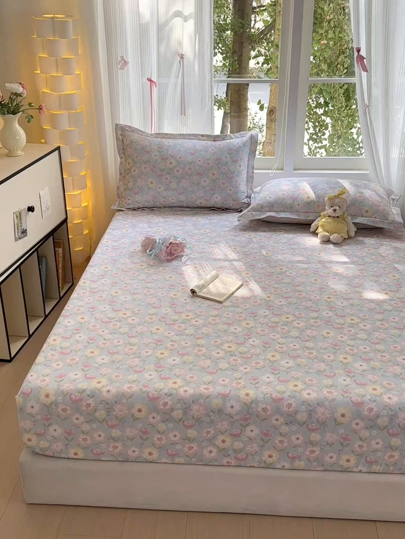 91家纺网 家纺一手货源 找家纺 拾物记 2025新款A类全棉纯棉加厚超柔磨毛单床笠（提供买家秀质检报告和实验视频） 樱絮仙踪-兰