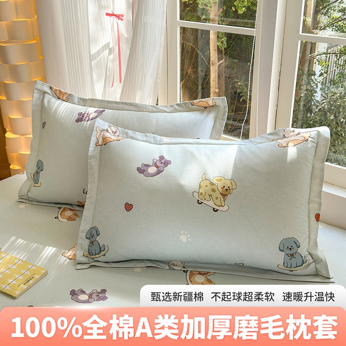 拾物记 2025新款A类全棉纯棉加厚超柔磨毛单枕套（提供买家秀质检报告和实验视频） 恩佑-兰