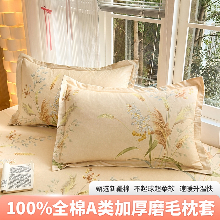 拾物记 2025新款A类全棉纯棉加厚超柔磨毛单枕套（提供买家秀质检报告和实验视频） 落拂