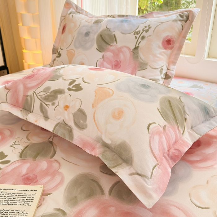 91家纺网 家纺一手货源 找家纺 拾物记 2025新款A类全棉纯棉加厚超柔磨毛单枕套（提供买家秀质检报告和实验视频） 桃汐-粉