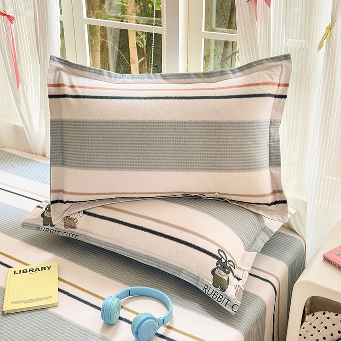 91家纺网 家纺一手货源 找家纺 拾物记 2025新款A类全棉纯棉加厚超柔磨毛单枕套（提供买家秀质检报告和实验视频） 甜甜兔-蓝