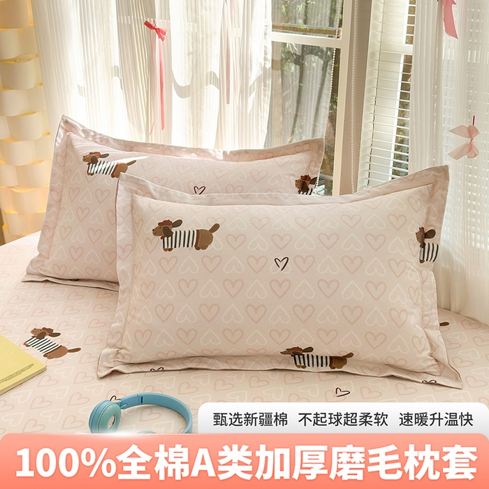 拾物记 2025新款A类全棉纯棉加厚超柔磨毛单枕套（提供买家秀质检报告和实验视频） 旺趣-米