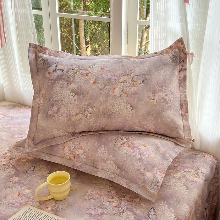 91家纺网 家纺一手货源 找家纺 拾物记 2025新款A类全棉纯棉加厚超柔磨毛单枕套（提供买家秀质检报告和实验视频） 雾野花蝶