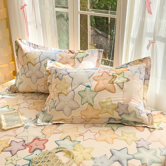 91家纺网 家纺一手货源 找家纺 拾物记 2025新款A类全棉纯棉加厚超柔磨毛单枕套（提供买家秀质检报告和实验视频） 星晚-粉