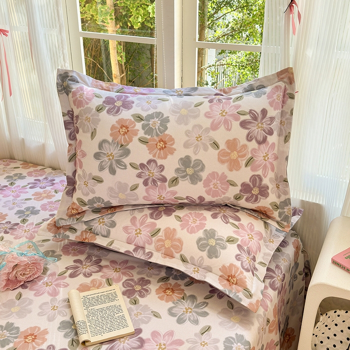 91家纺网 家纺一手货源 找家纺 拾物记 2025新款A类全棉纯棉加厚超柔磨毛单枕套（提供买家秀质检报告和实验视频） 忆甜米紫