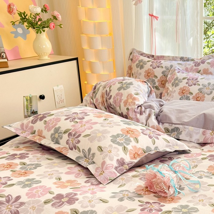 91家纺网 家纺一手货源 找家纺 拾物记 2025新款A类全棉纯棉加厚超柔磨毛单枕套（提供买家秀质检报告和实验视频） 忆甜米紫