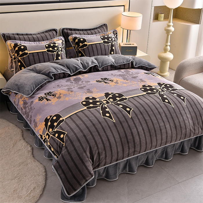 （总）绒宴 2025新款8.5斤牛奶绒金貂法莱绒床裙款保暖四件套