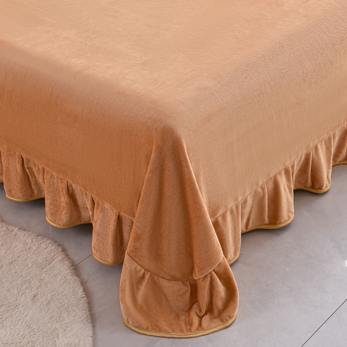 91家纺网 家纺一手货源 找家纺 绒宴 2025新款8.5斤牛奶绒金貂法莱绒床裙款保暖四件套 绮梦园