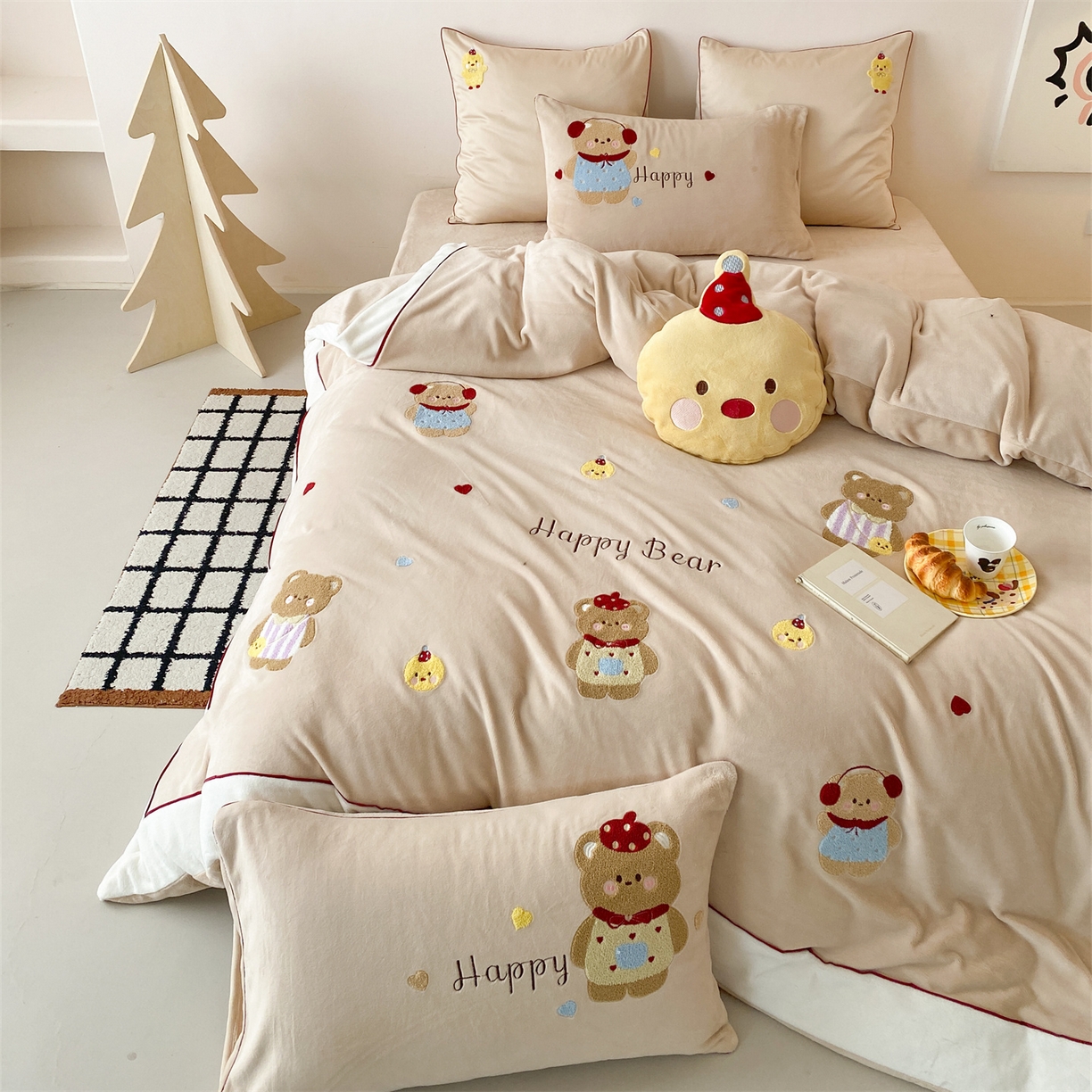 91家纺网 家纺一手货源 找家纺 馨蕊 2025新款意大利进口煦暖绒高精密刺绣贴布绣秋冬轻奢煦暖绒四件套-绒卡通 会员-10【券后控价288/318/338】 绒卡通-奶油泡芙