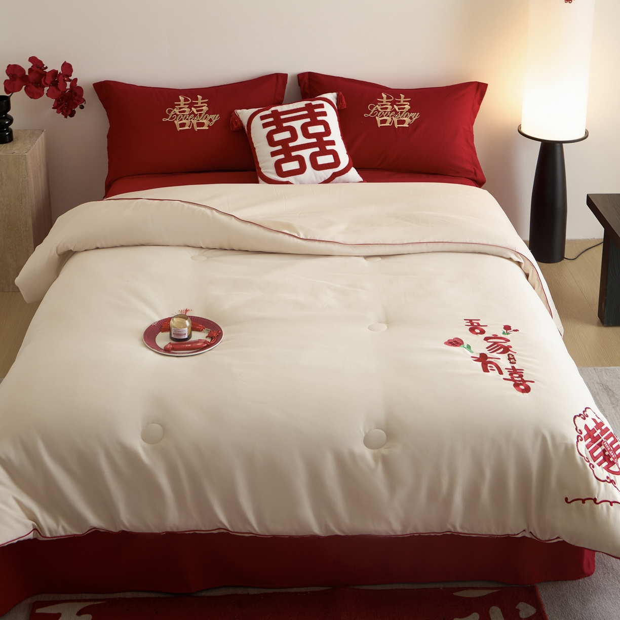 玉雅家纺 2025新款时尚大豆纤维结婚被婚庆被子被芯 婚庆被-迎喜