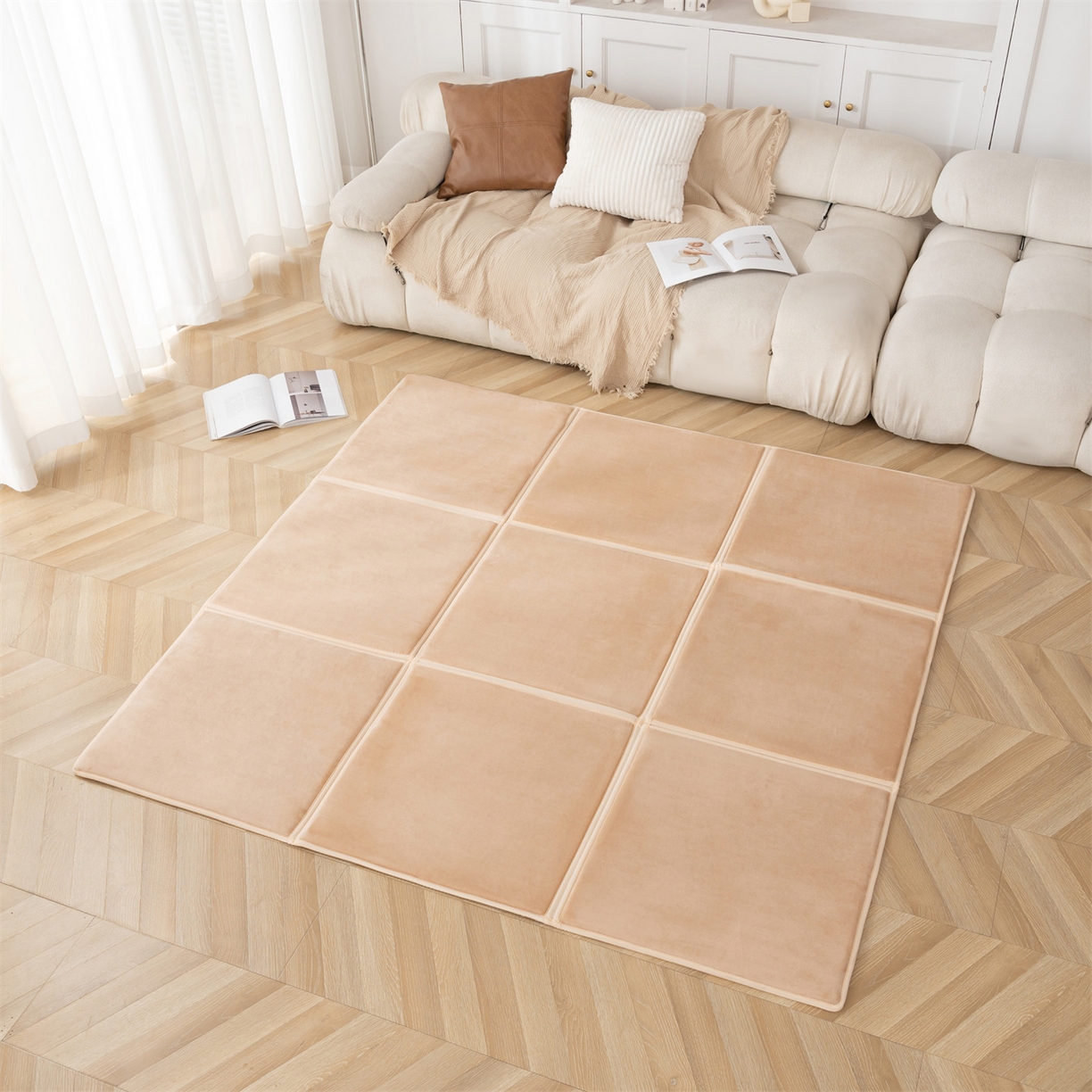 91家纺网 家纺一手货源 找家纺 （总）新太阳蚊帐 2025新款云棉绒可折叠纯色地垫