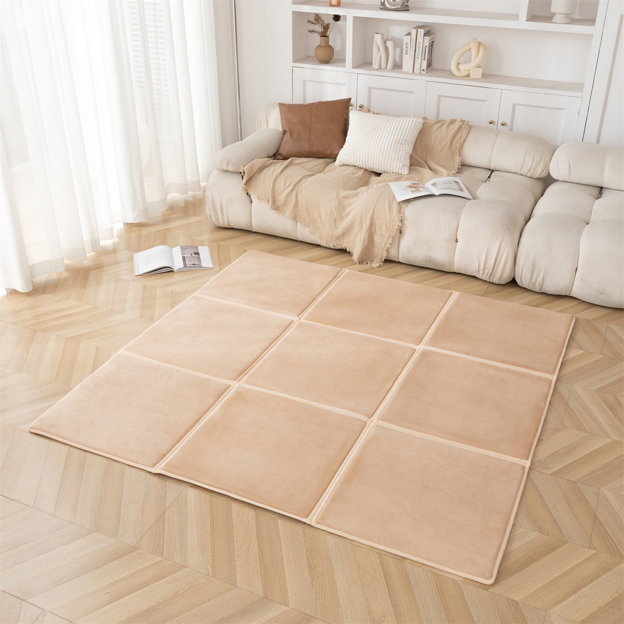 91家纺网 家纺一手货源 找家纺 （总）新太阳蚊帐 2025新款云棉绒可折叠纯色地垫