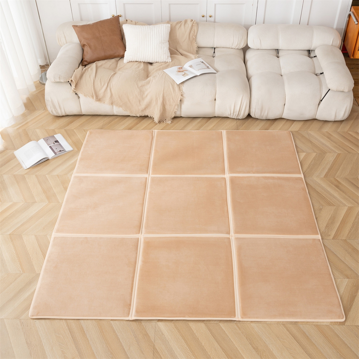 91家纺网 家纺一手货源 找家纺 （总）新太阳蚊帐 2025新款云棉绒可折叠纯色地垫