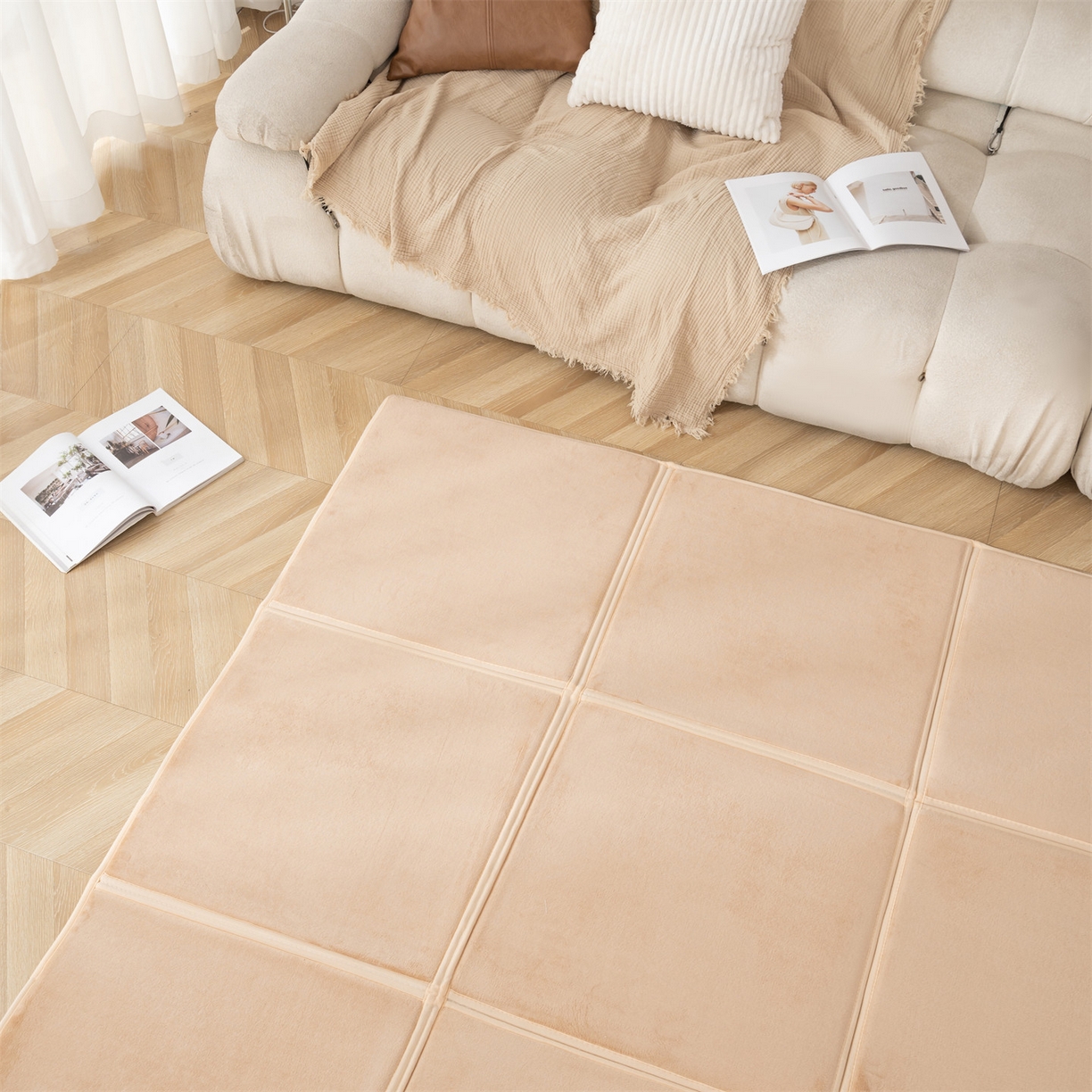 91家纺网 家纺一手货源 找家纺 （总）新太阳蚊帐 2025新款云棉绒可折叠纯色地垫