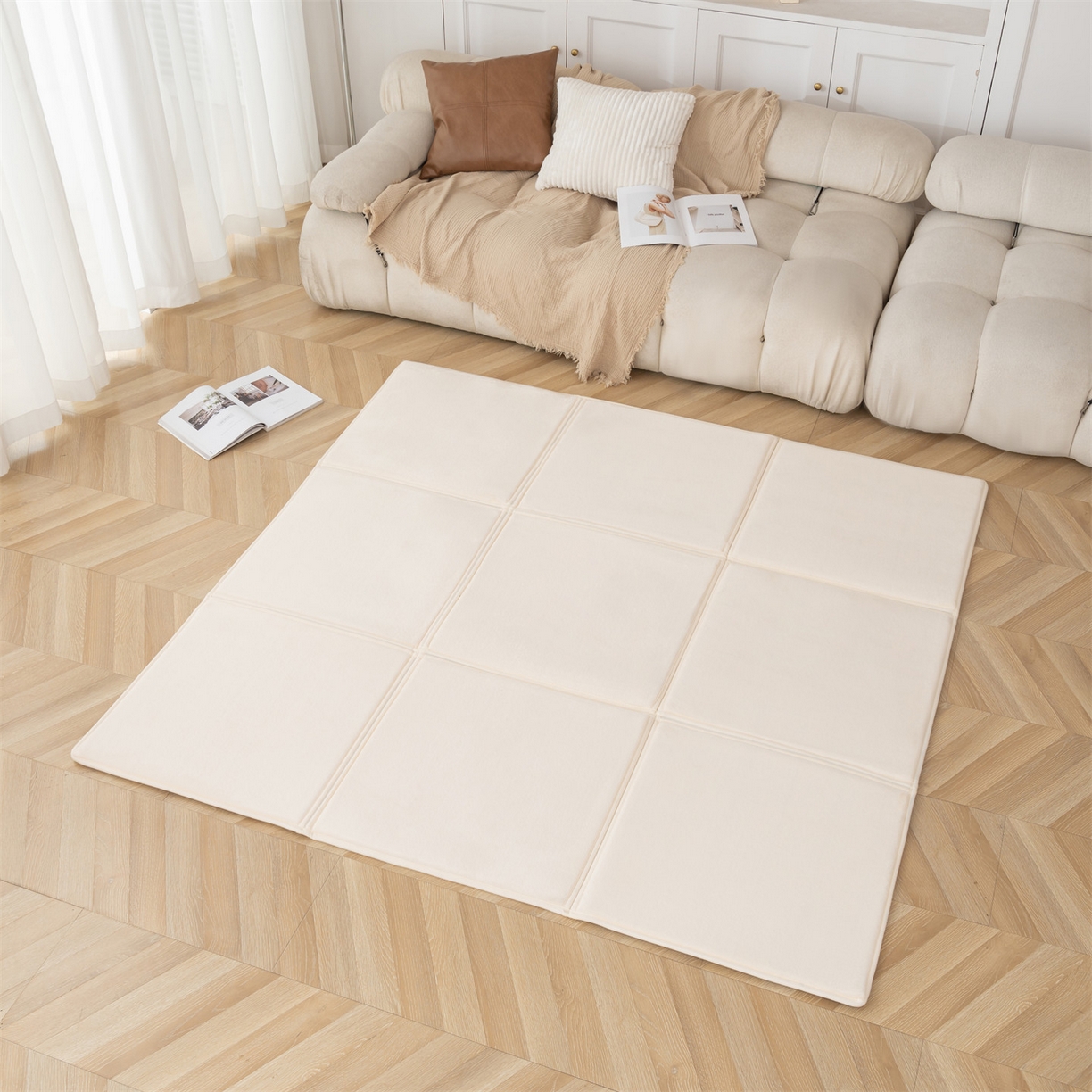 91家纺网 家纺一手货源 找家纺 （总）新太阳蚊帐 2025新款云棉绒可折叠纯色地垫