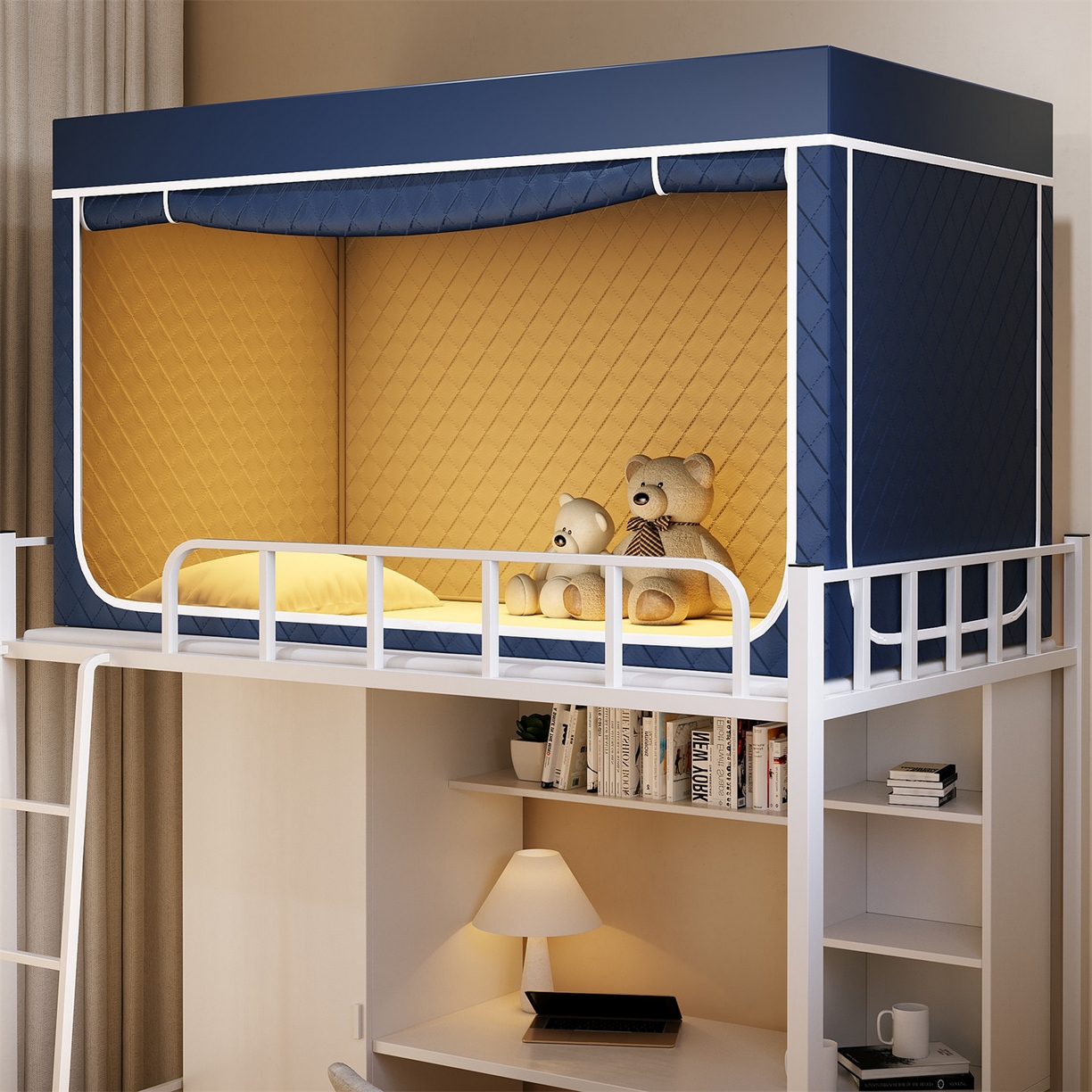 新太阳蚊帐 2025新款学生遮光保暖夹棉蚊帐（无帐纱） 深蓝