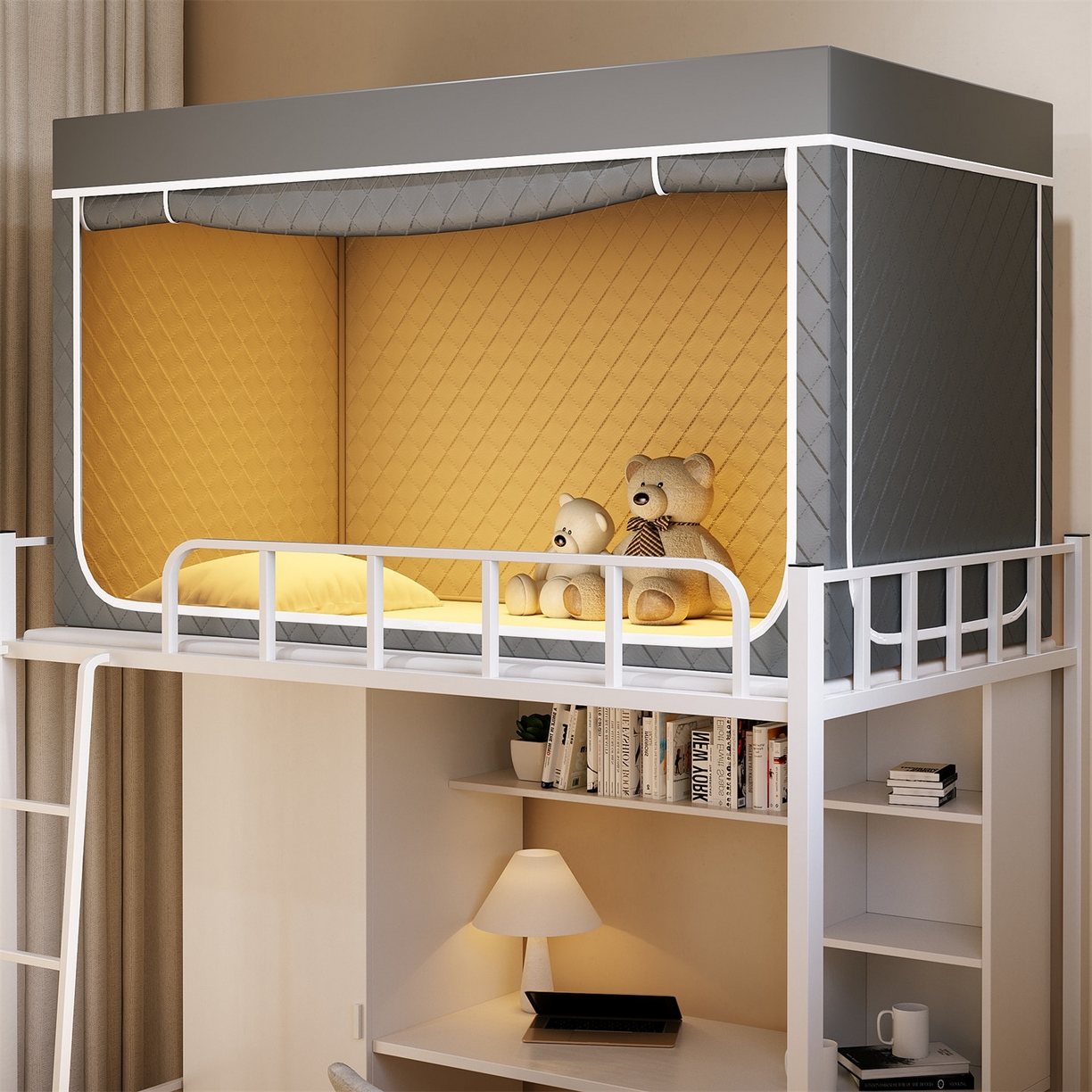 新太阳蚊帐 2025新款学生遮光保暖夹棉蚊帐（无帐纱） 灰色