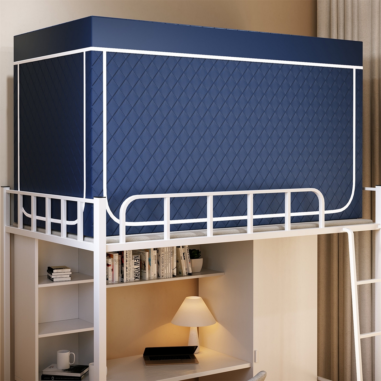 91家纺网 家纺一手货源 找家纺 新太阳蚊帐 2025新款学生遮光保暖夹棉蚊帐（无帐纱） 深蓝