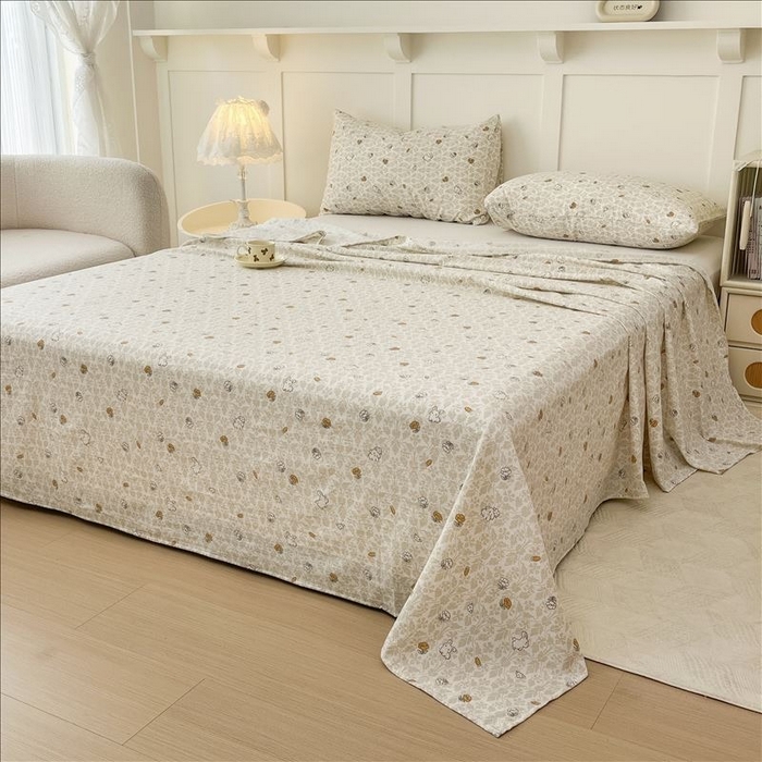 91家纺网 家纺一手货源 找家纺 麦乐迪 2025新款A类云感双层纱印花床单 月野兔-灰