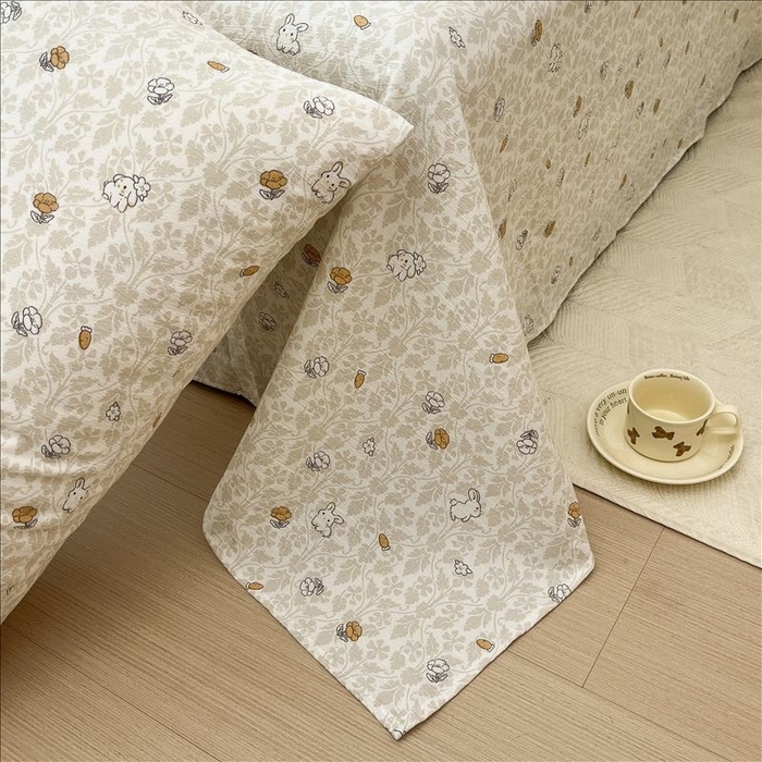 91家纺网 家纺一手货源 找家纺 麦乐迪 2025新款A类云感双层纱印花床单 月野兔-灰