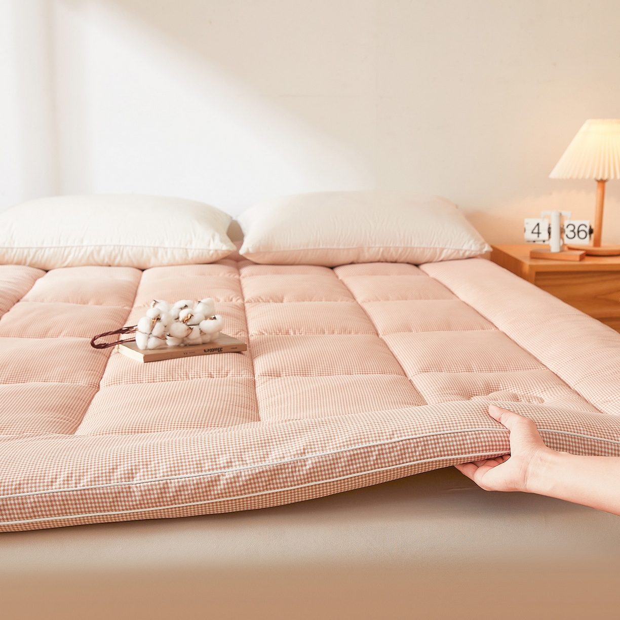 91家纺网 家纺一手货源 找家纺 魅图家纺 2025新款水洗棉新疆棉花床垫床褥-小格系列 小格-玉