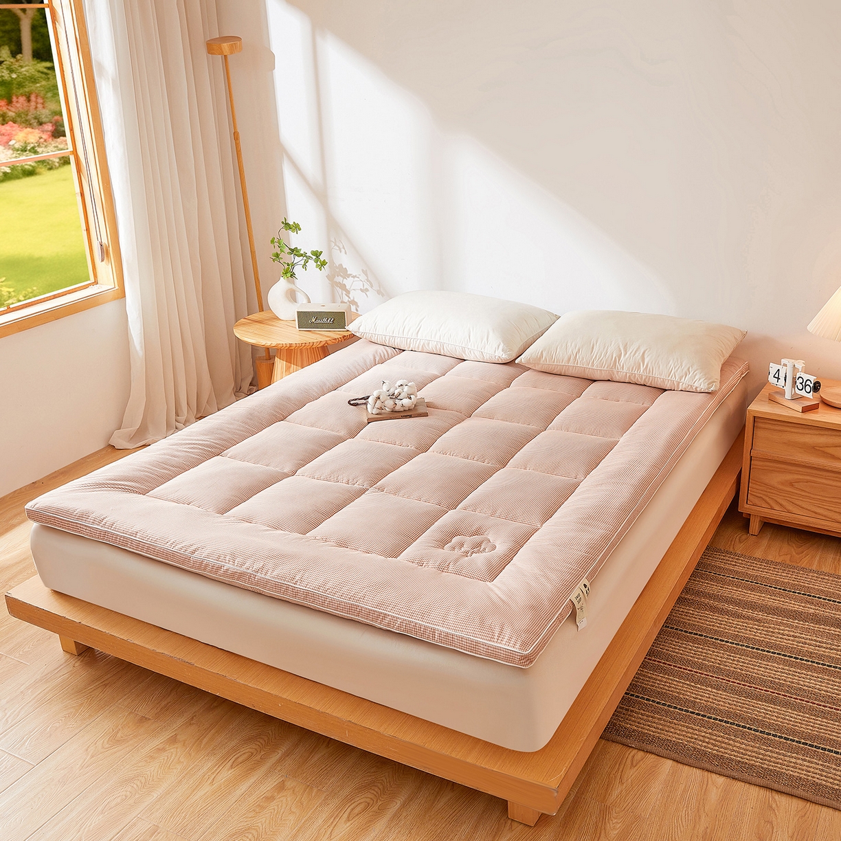 91家纺网 家纺一手货源 找家纺 （总）魅图家纺 2025新款水洗棉新疆棉花床垫床褥-小格系列