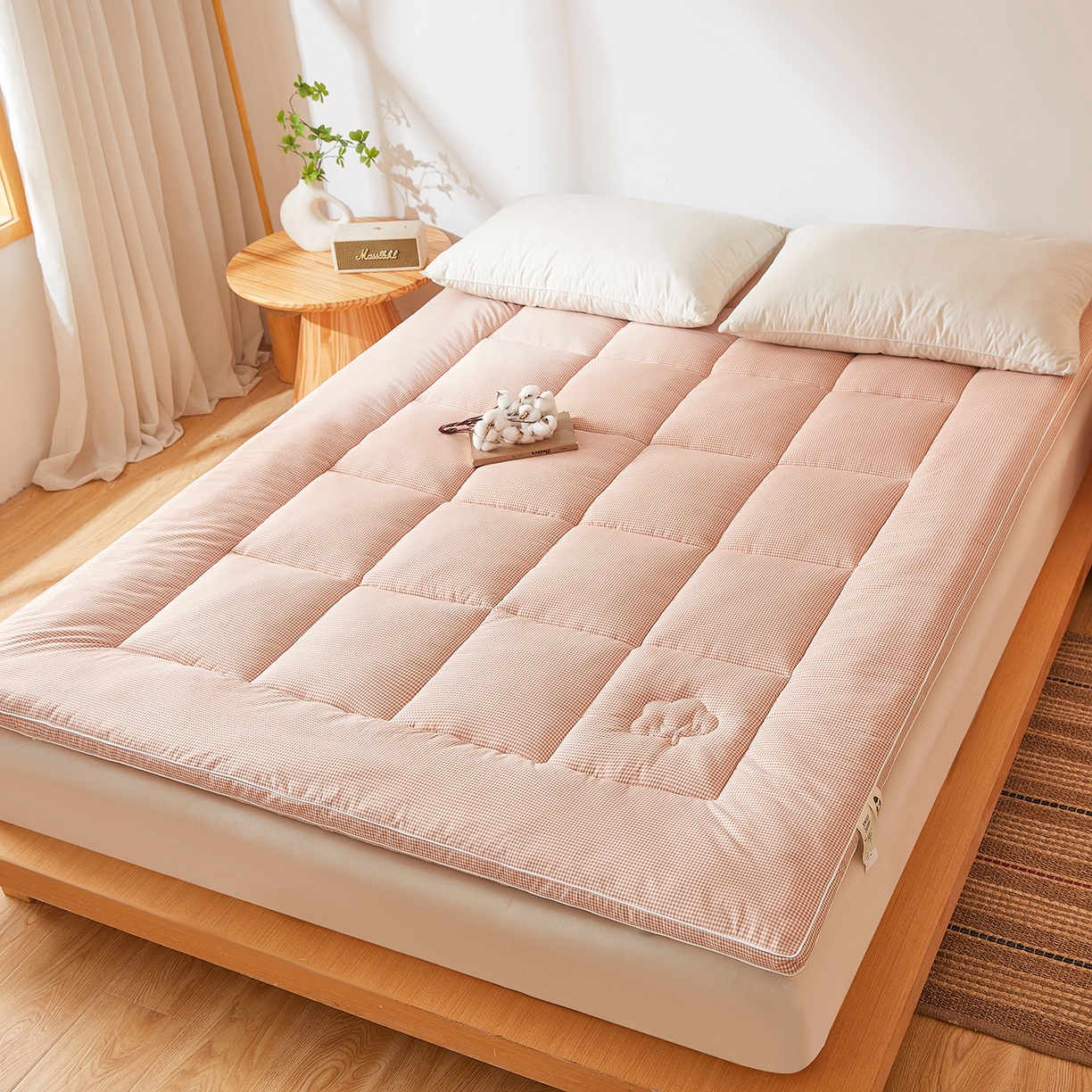 91家纺网 家纺一手货源 找家纺 魅图家纺 2025新款水洗棉新疆棉花床垫床褥-小格系列 小格-玉