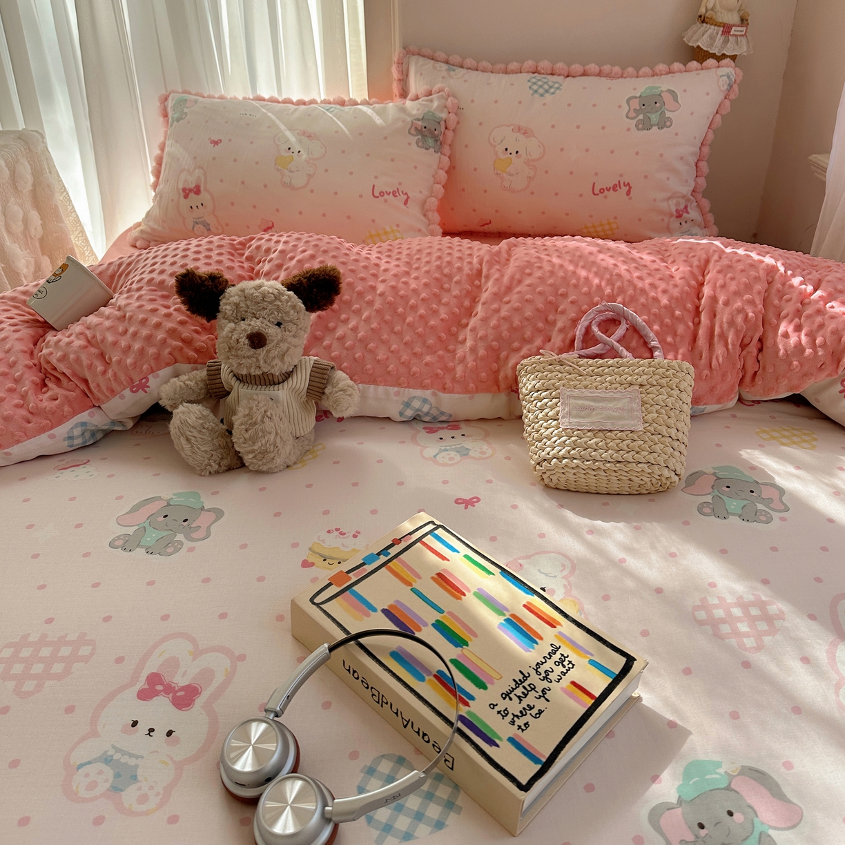 91家纺网 家纺一手货源 找家纺 Sweet dreams甜梦 2025新款双层纱豆豆绒棉加绒四件套 童趣王国