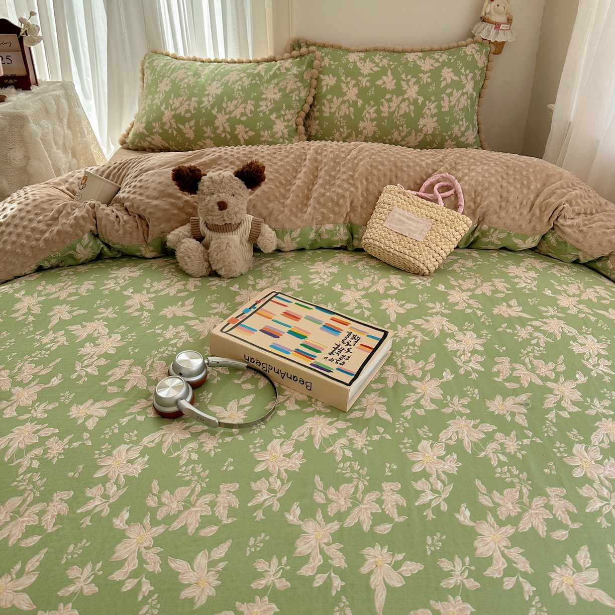 91家纺网 家纺一手货源 找家纺 Sweet dreams甜梦 2025新款双层纱豆豆绒棉加绒四件套 温婉话语