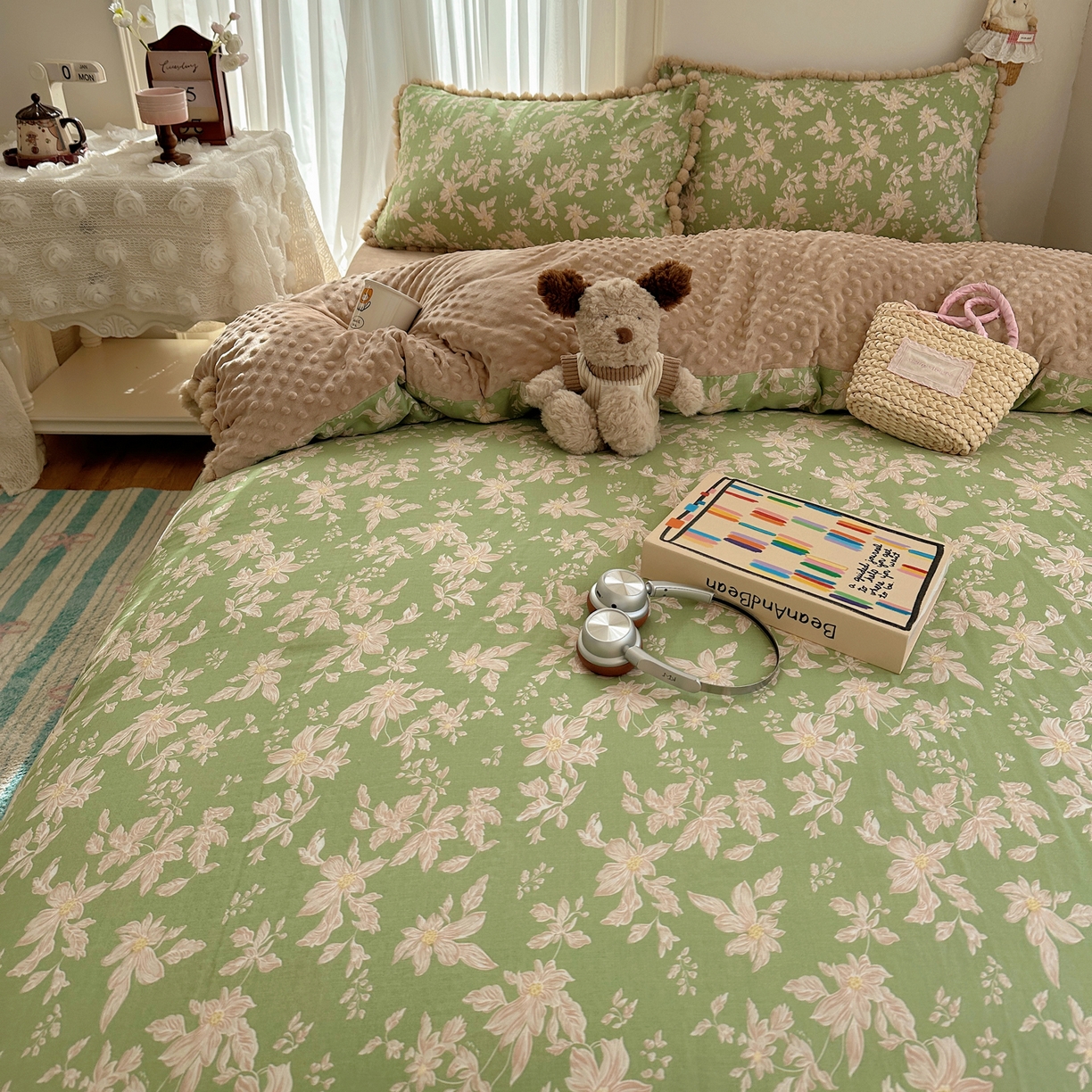 91家纺网 家纺一手货源 找家纺 Sweet dreams甜梦 2025新款双层纱豆豆绒棉加绒四件套 温婉话语