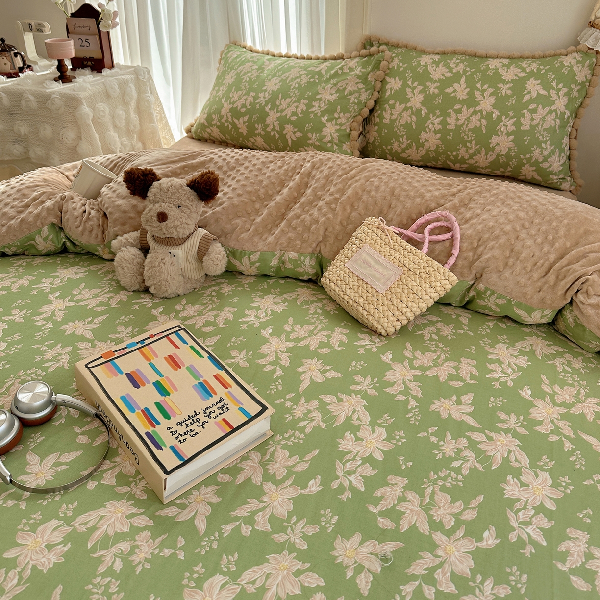 91家纺网 家纺一手货源 找家纺 Sweet dreams甜梦 2025新款双层纱豆豆绒棉加绒四件套 温婉话语