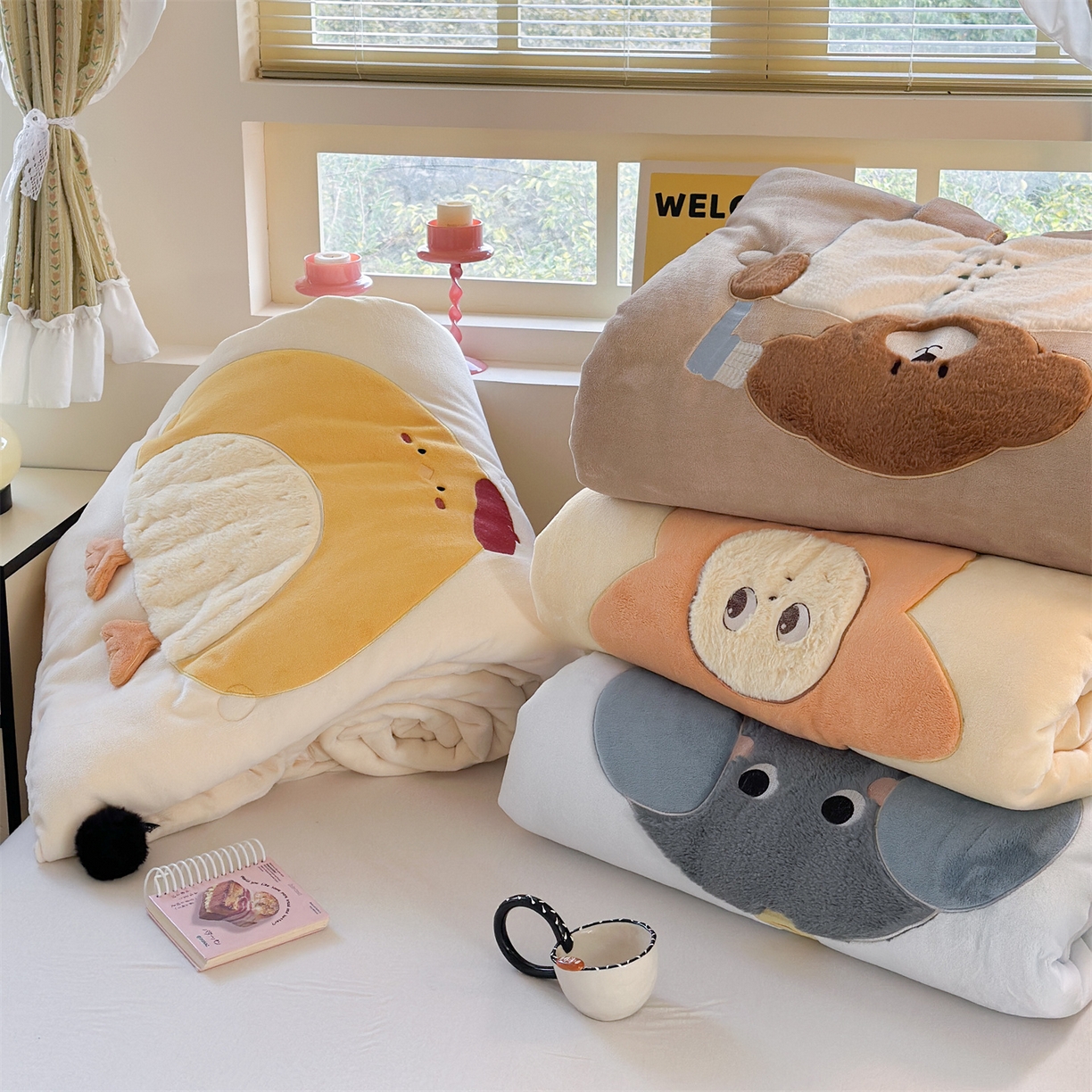 91家纺网 家纺一手货源 找家纺 （总）暖生活 2025新款立体牛奶绒小毛球系列秋冬被被子被芯