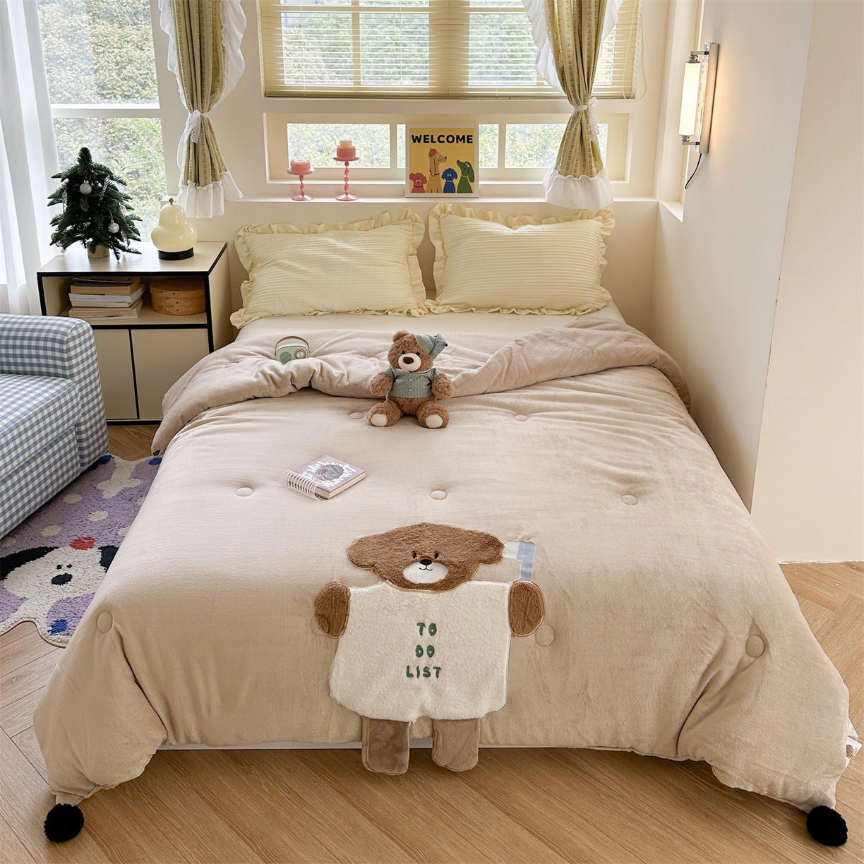 91家纺网 家纺一手货源 找家纺 暖生活 2025新款立体牛奶绒小毛球系列秋冬被被子被芯 牙刷小熊